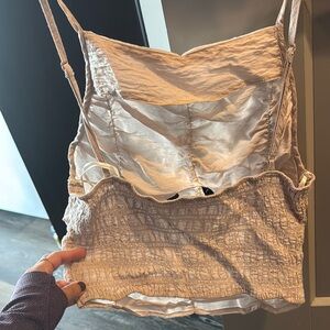 ZARA S Textured Beige Crop Top